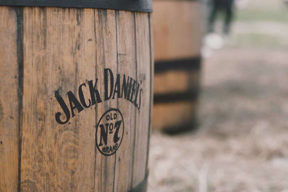 selective focus photography of Jack Daniels barrel