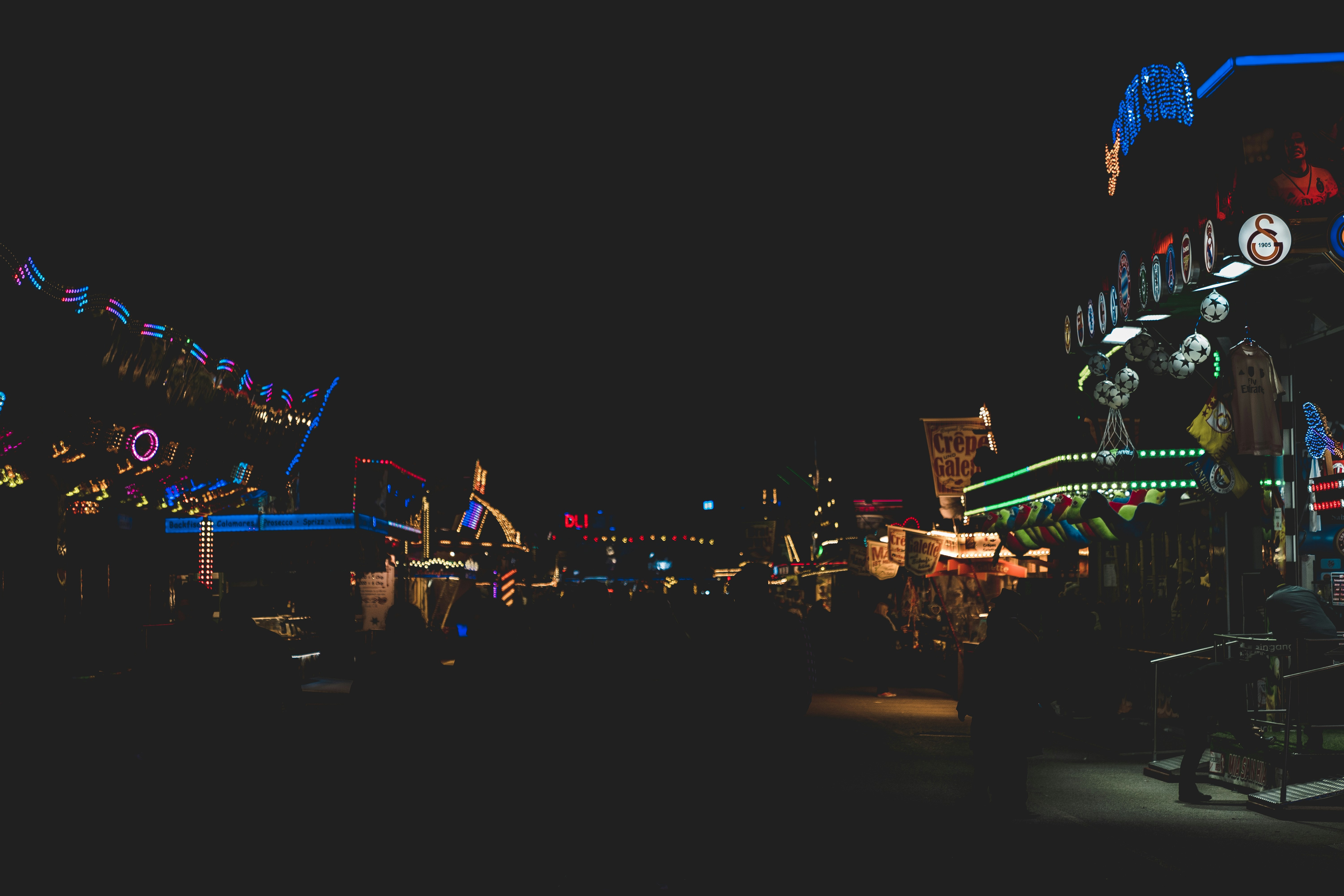 people in amusement park during night time