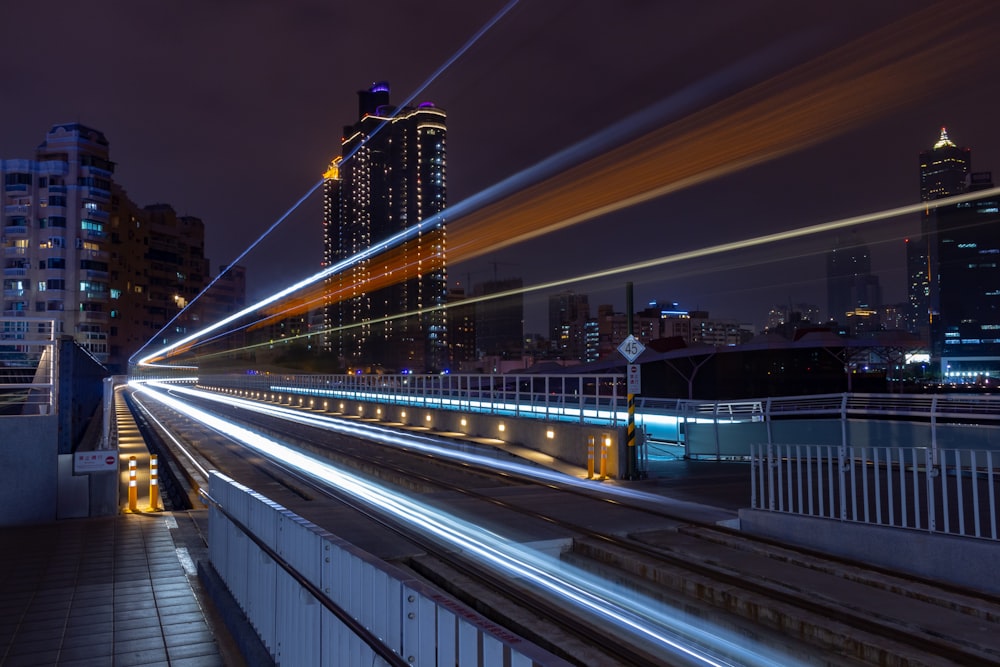 timelapse photography of train