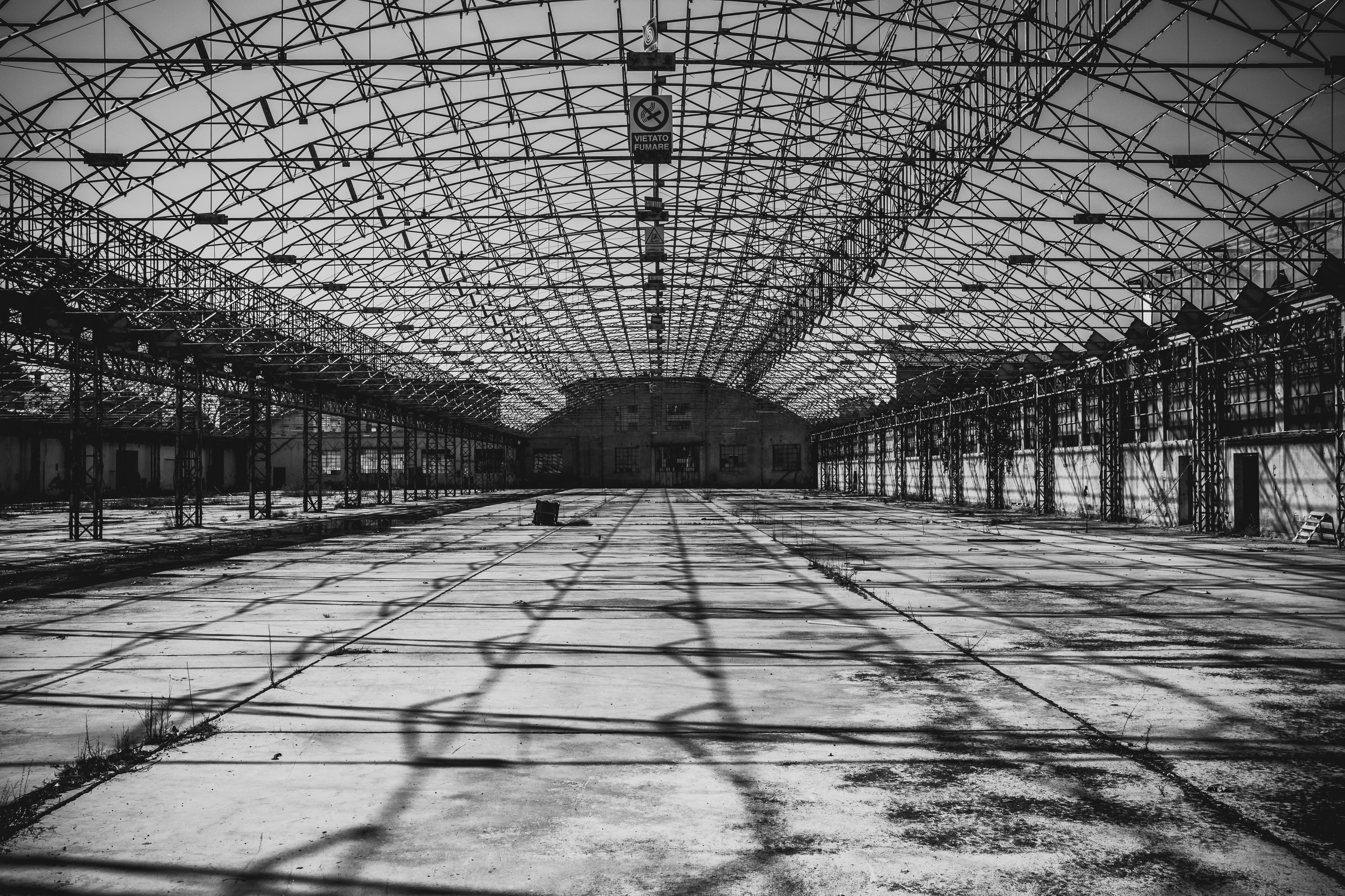 grayscale photography of abandoned building