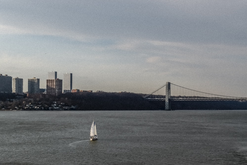 gray bridge viewing high-rise buildings