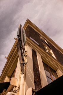 Wide shot of a commercial storefront undergoing exterior renovation on a cloudy day