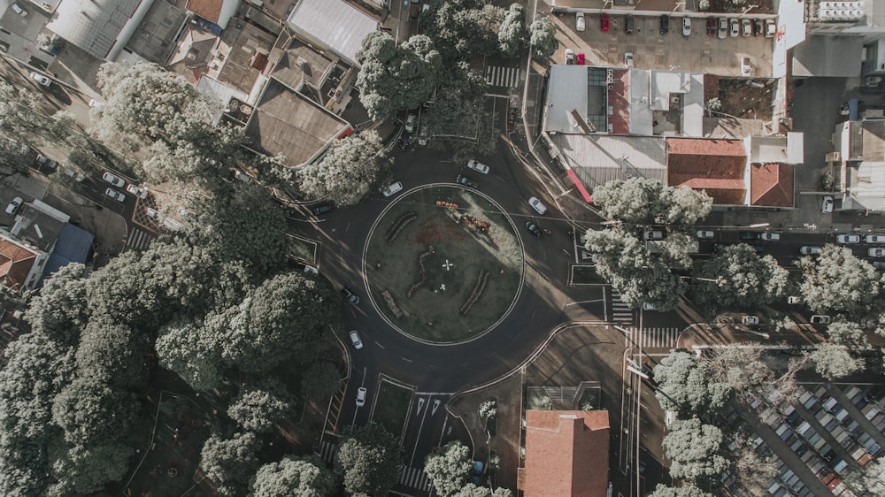 aerial photo of roads