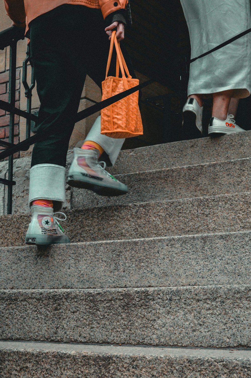 person on stairs