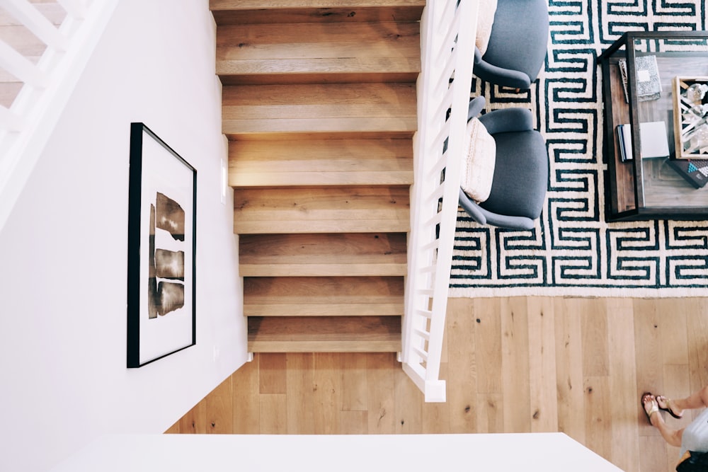 brown wooden stairs