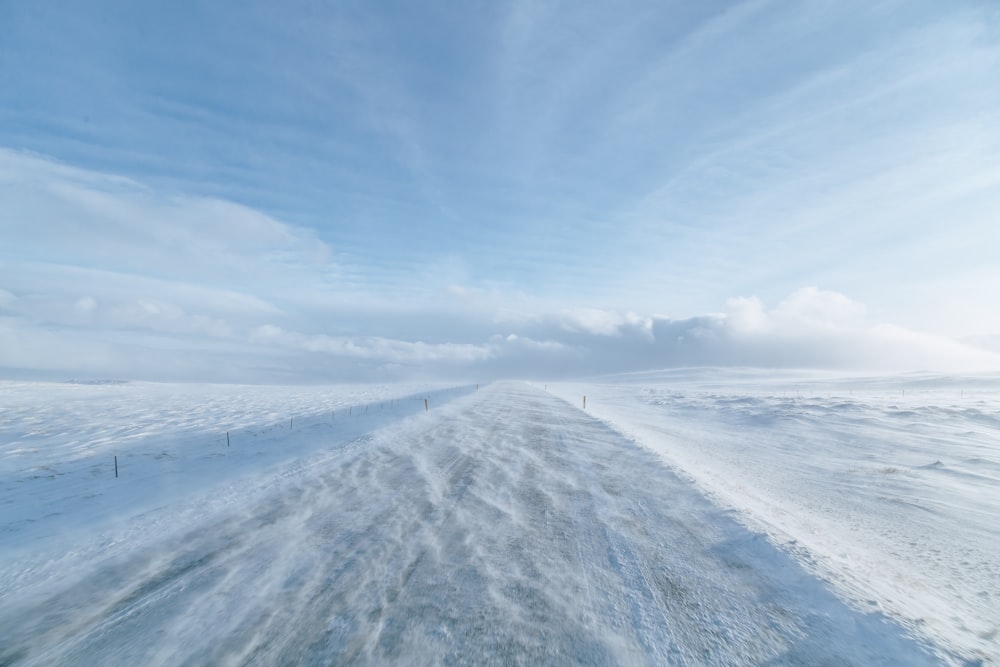 snow road at daytime