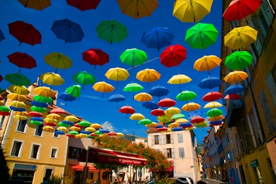 assorted umbrella above the street lovely google meet background