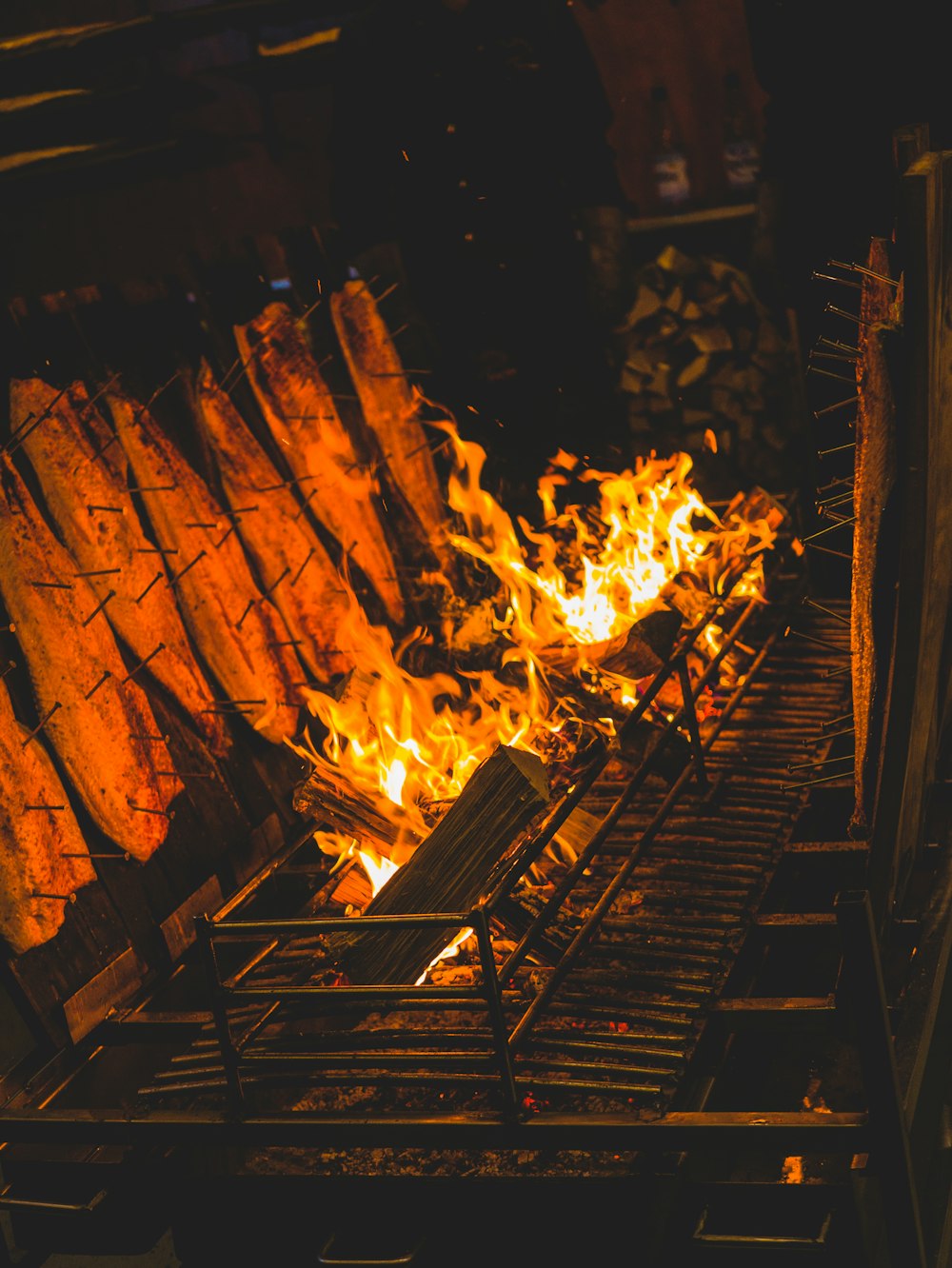 firewood on rack