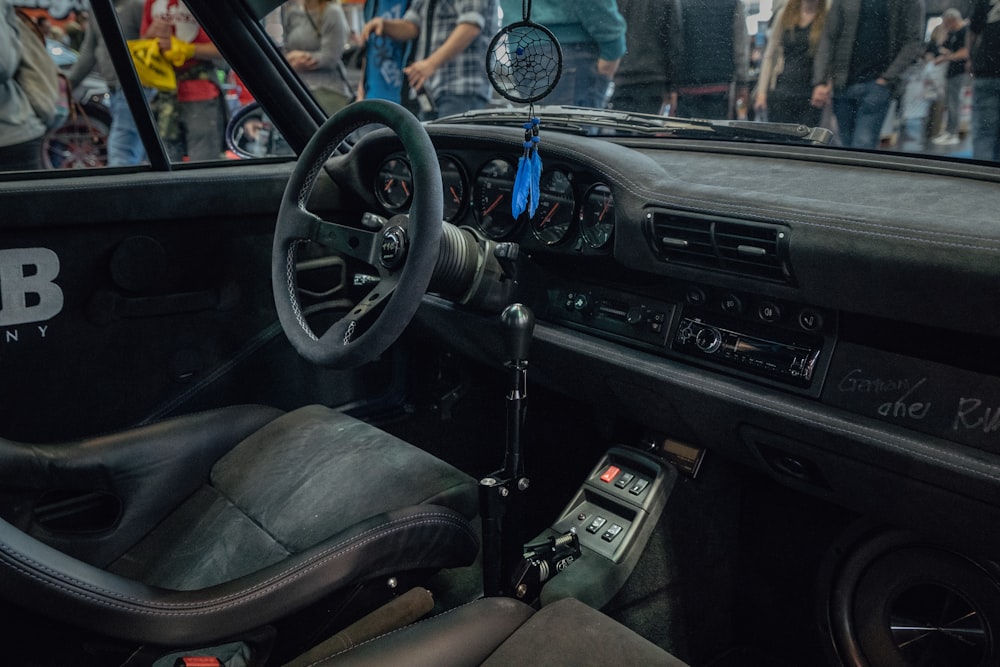 black car front interior