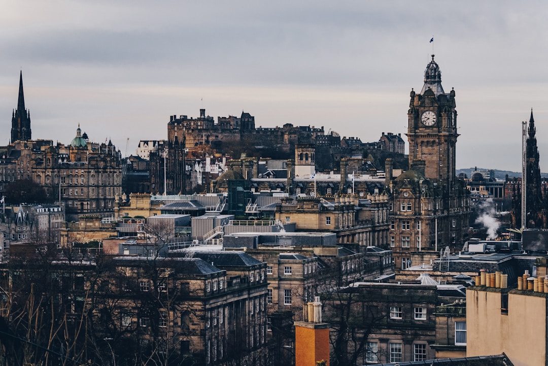 Edinburgh, United Kingdom - Edinburgh Castle and city skyline at dusk in Edinburgh