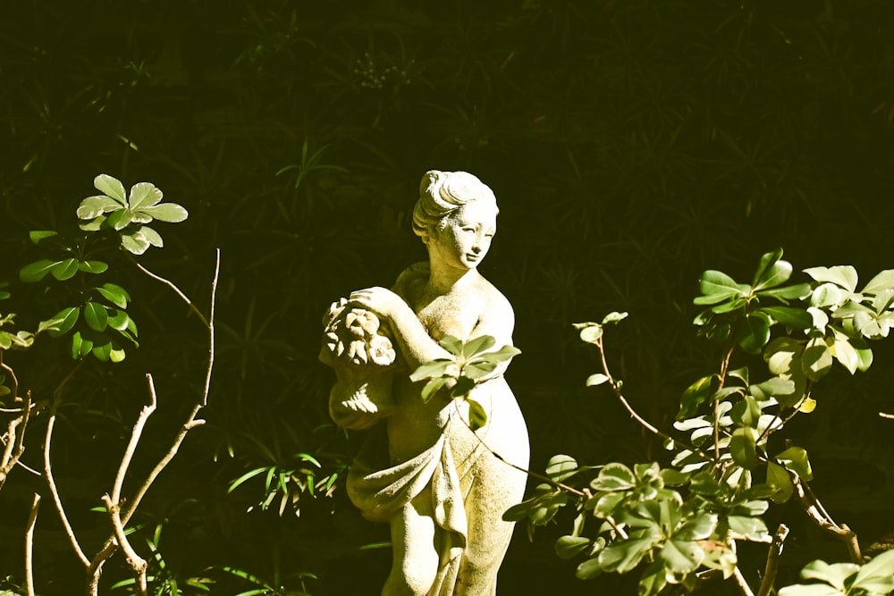 woman pouting pot fountain near green leaves