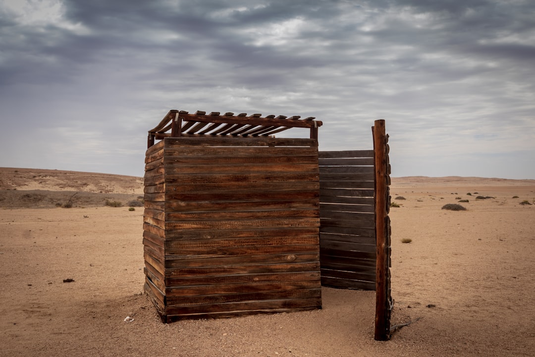 brown wooden shed,