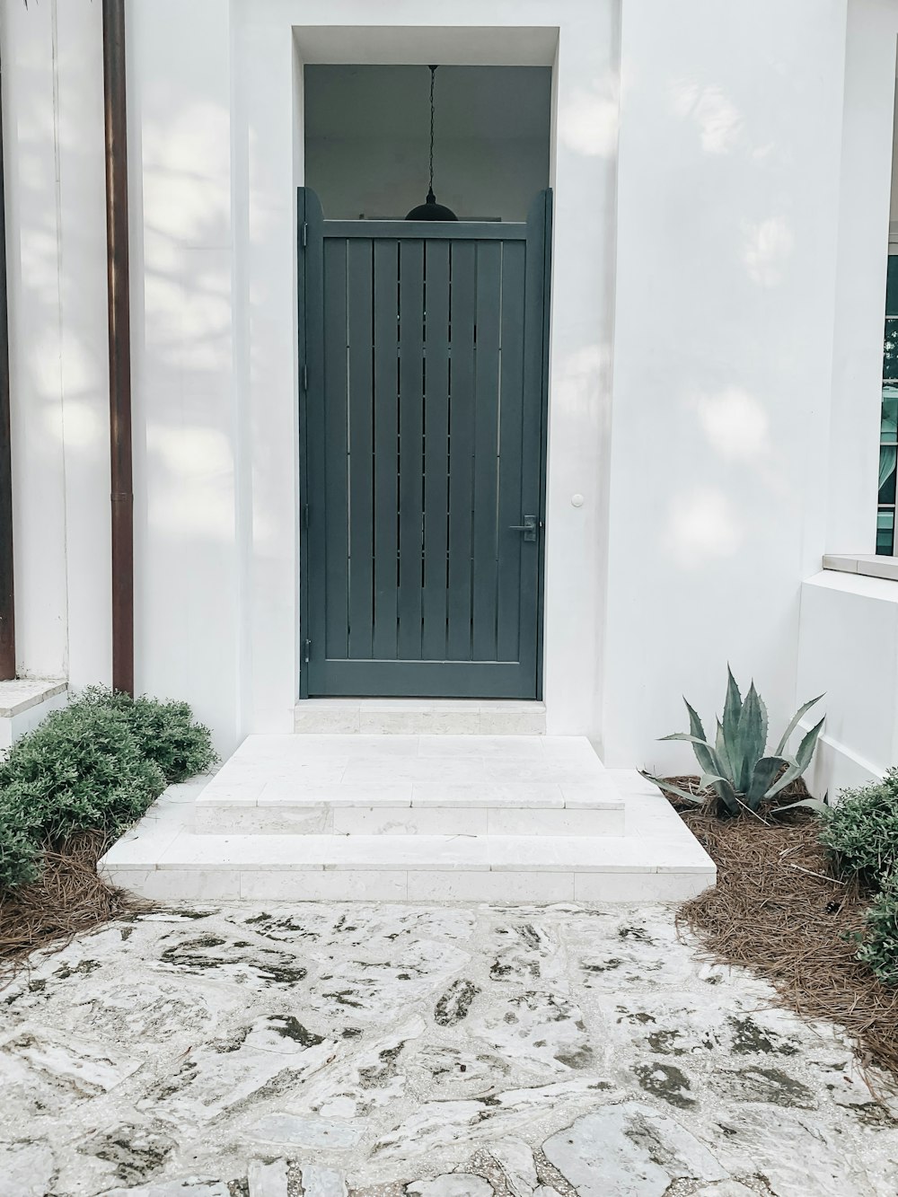 closed green wooden door