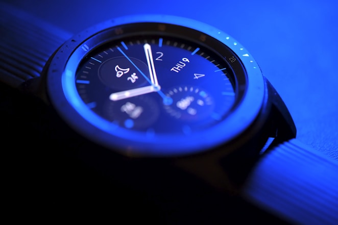 black chronograph watch