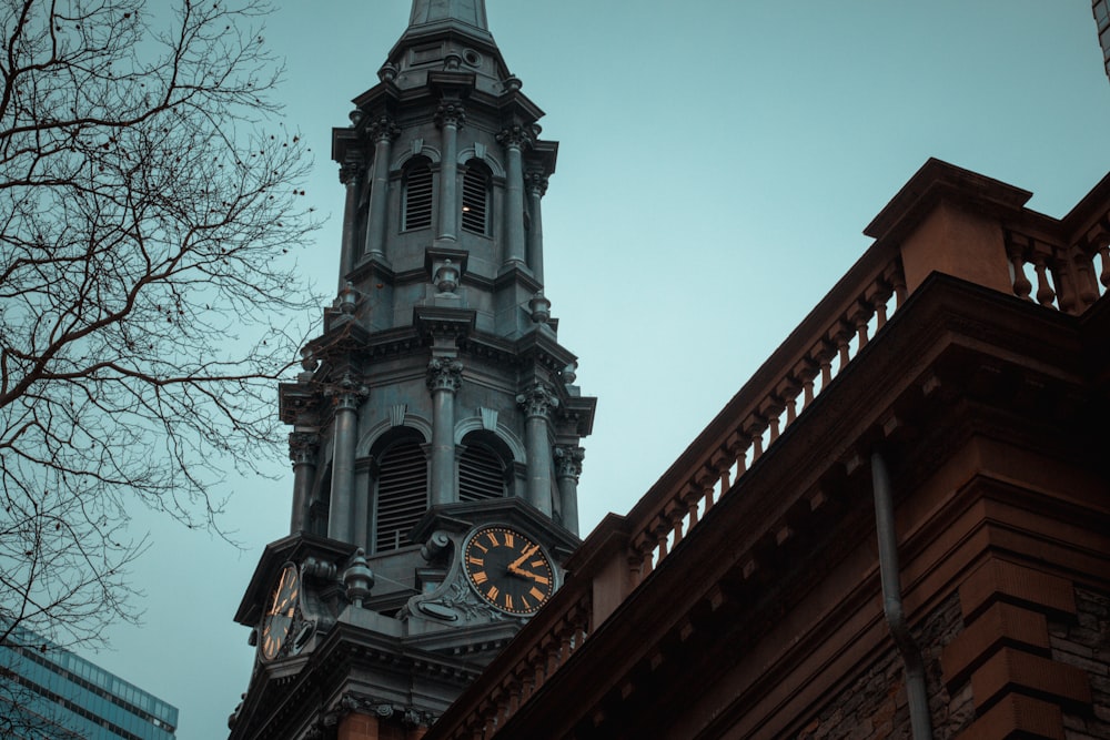 white tower clock