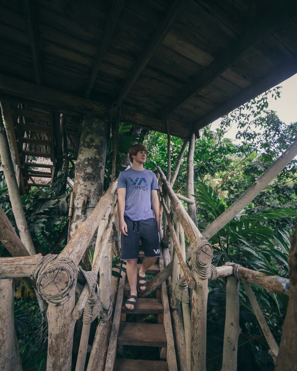 man walking on stairs