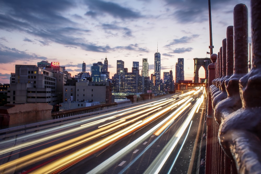 time lapse photography of cars on road