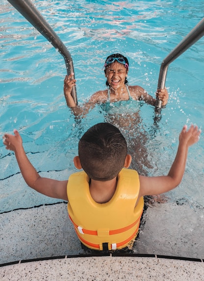 toddler in swimming pool