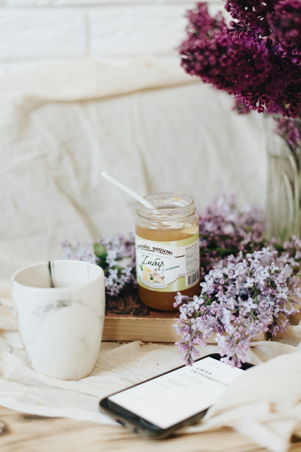 white labeled glass jar