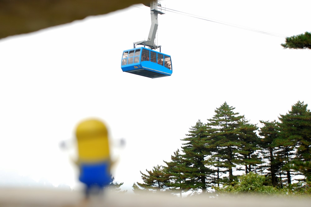 blue cable car