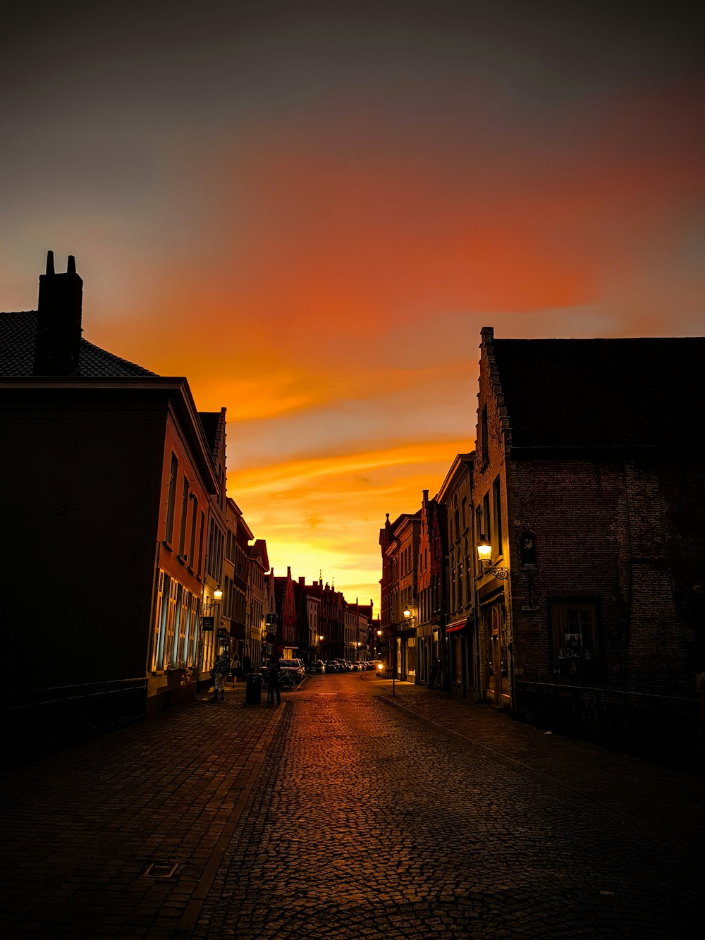 town during golden hour