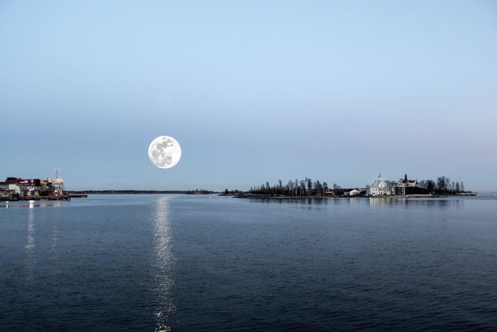 body of water at nighttime