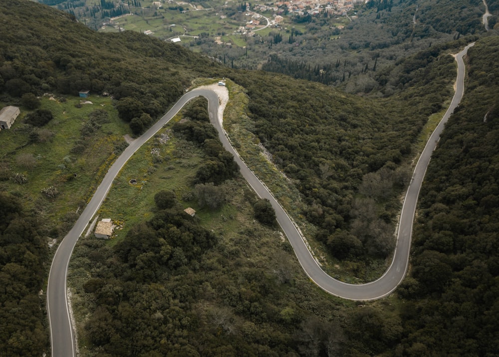 aerial photography of road on mountain