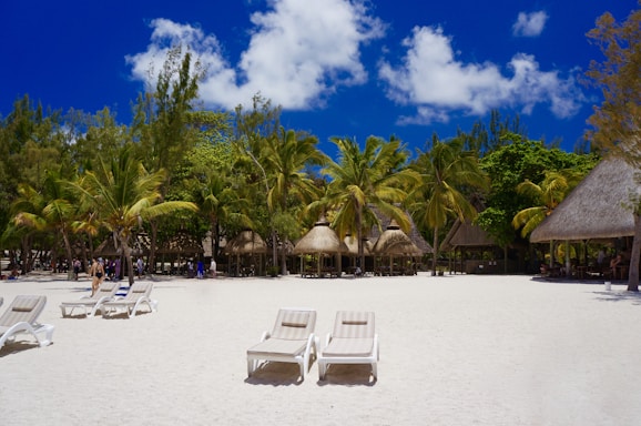 two loungers near hut during daytime