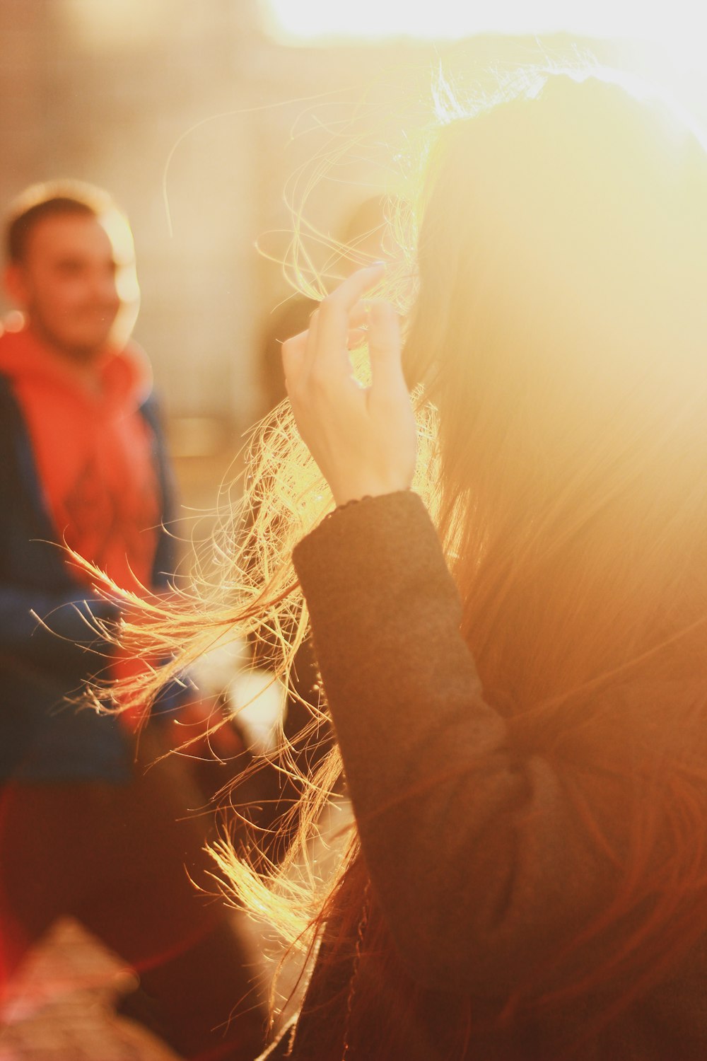 woman near smiling man