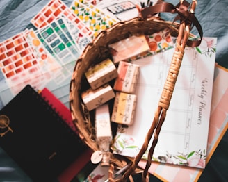 aerial photography of letter on basket