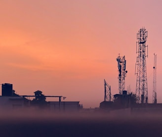 silhouette of towers