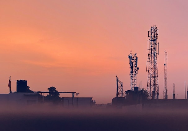 silhouette of towers