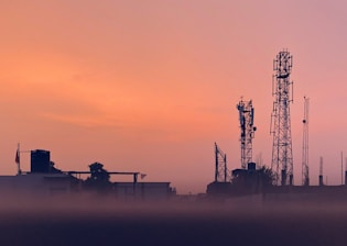 silhouette of towers