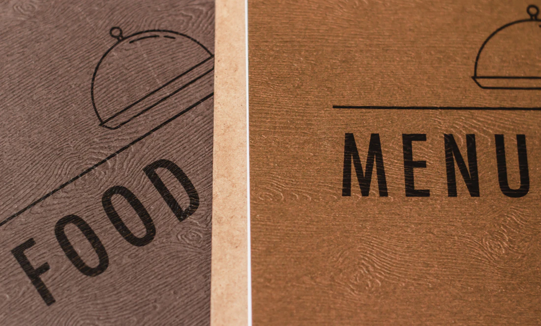 Open menu on a restaurant table