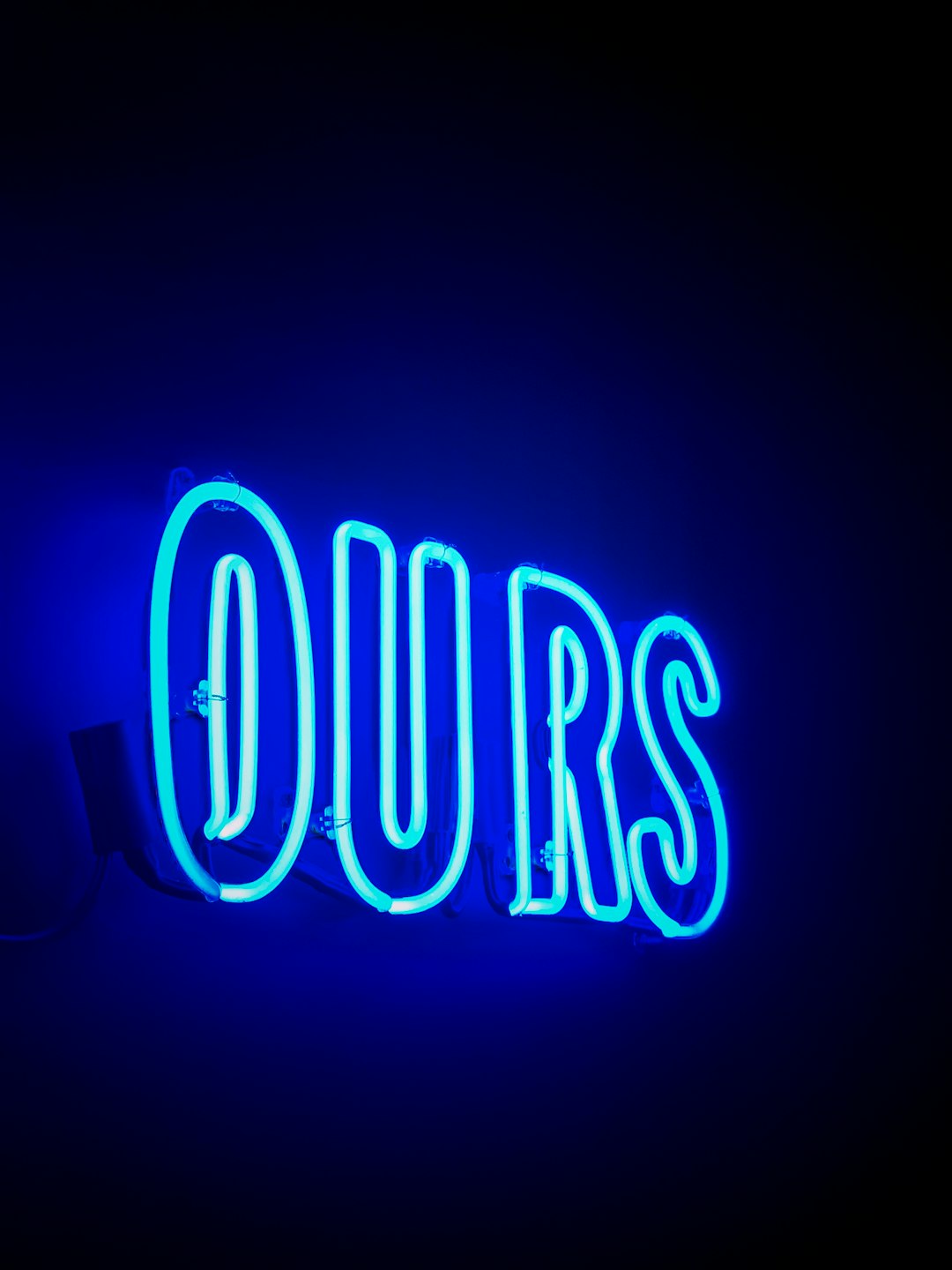 blue ours text neon light signage