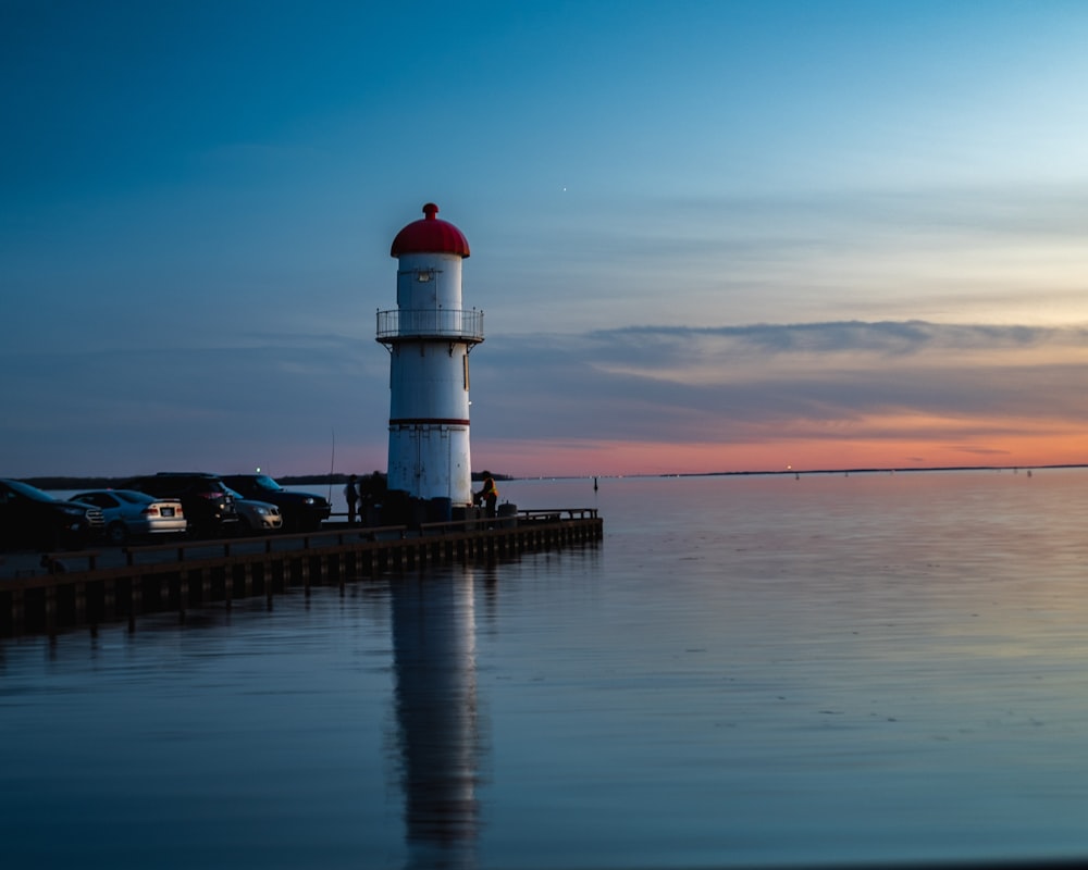 white and red watchtower