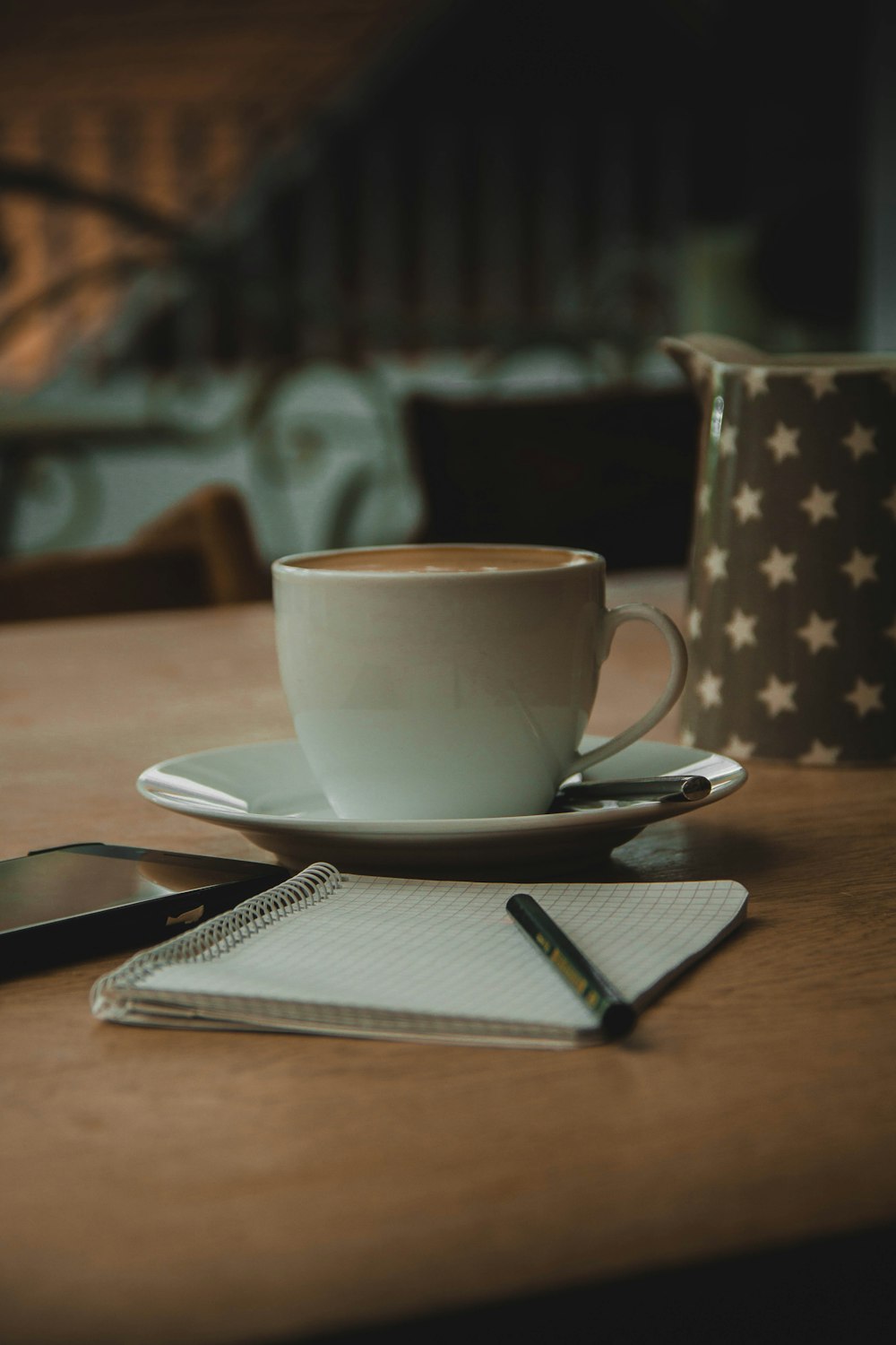 white cup on saucer