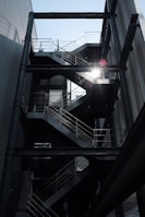 Wide shot of a custom metal staircase installed in a commercial building in Bradford.