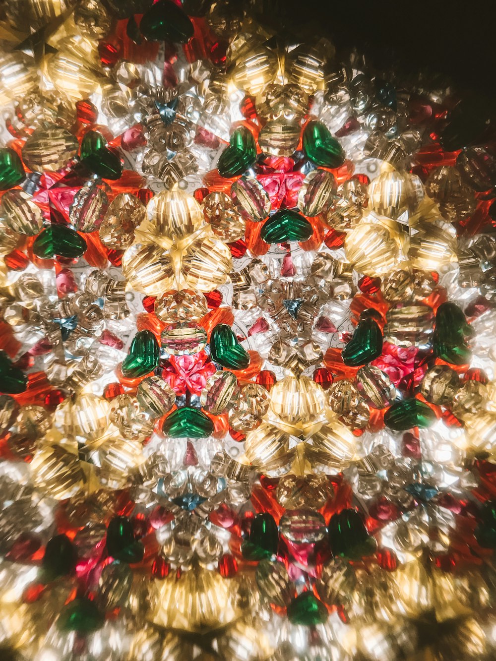 a close up view of a multicolored glass object