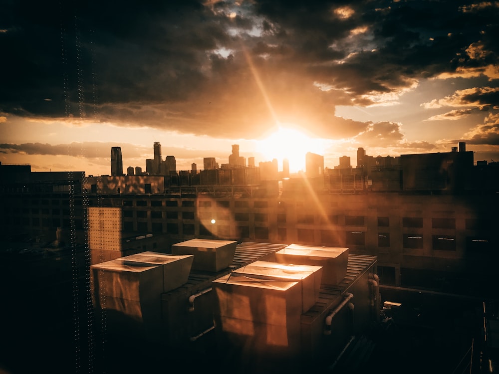 aerial view of buildings during golden hour