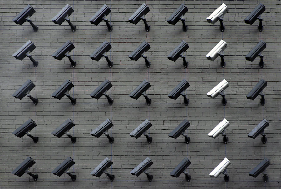 Outdoor IP surveillance camera monitoring a distribution yard
