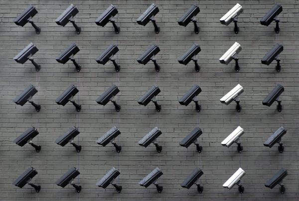 Security camera installation on a building.