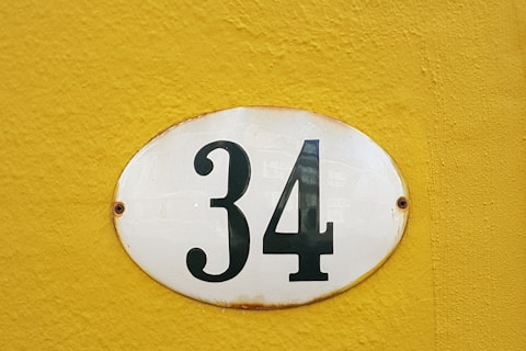 number 34 wall signage