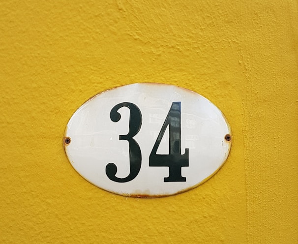 number 34 wall signage