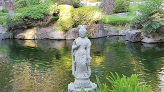 A beautifully crafted sculpture displayed in a serene setting.