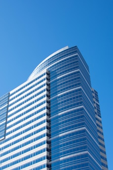 blue and white building