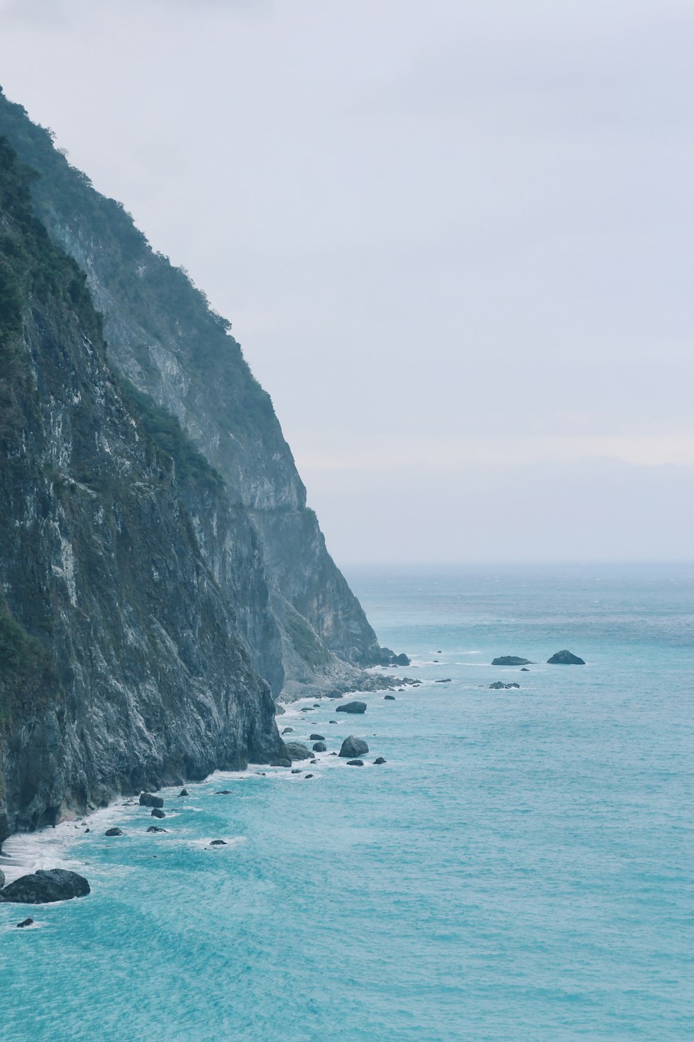 high angle view photography of body of water