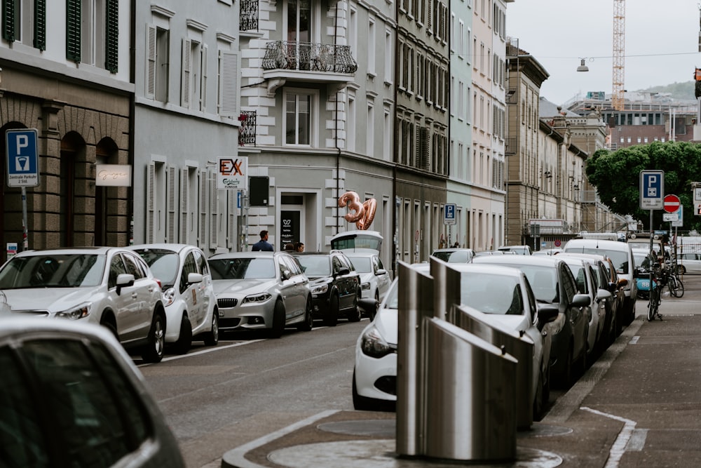 vehicles parked on the side of street