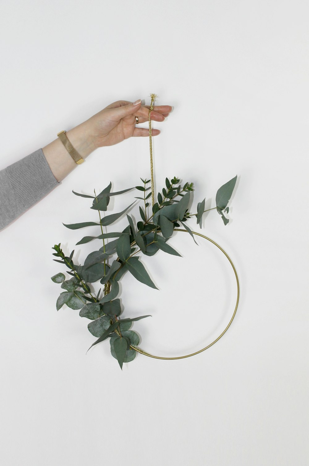 green hanging leaf decor