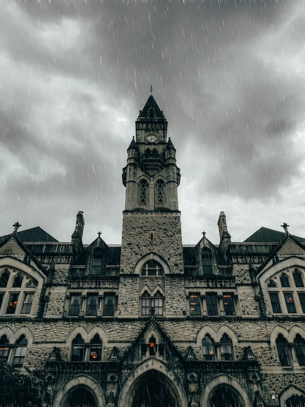 grey concrete church during rainy day